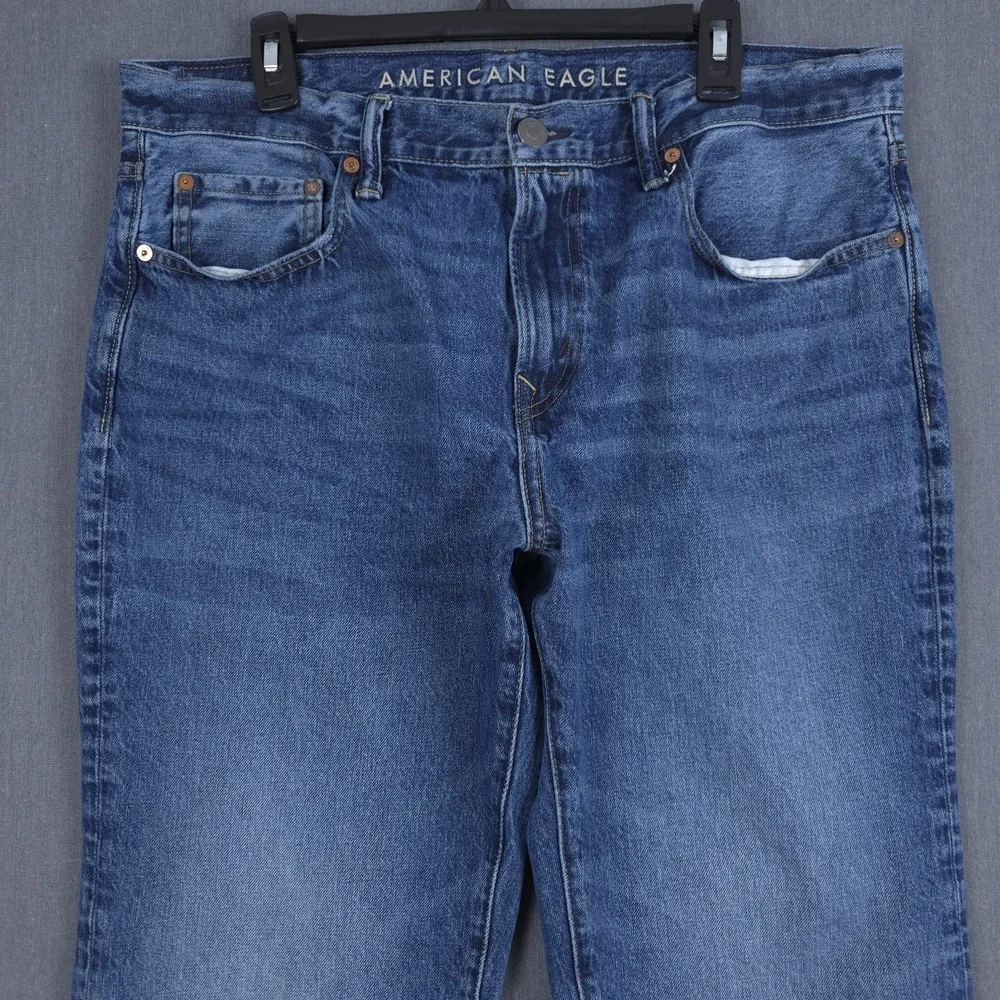 American‎ Eagle Classic Bootcut Jeans Mens 36x34 (Fits 36x32) Blue Whisker Denim